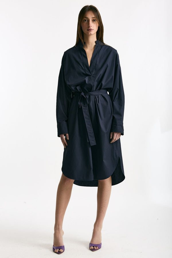 Abito over in cotone blu women Nude