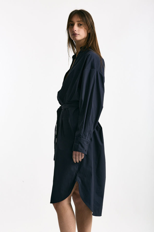 Abito over in cotone blu women Nude