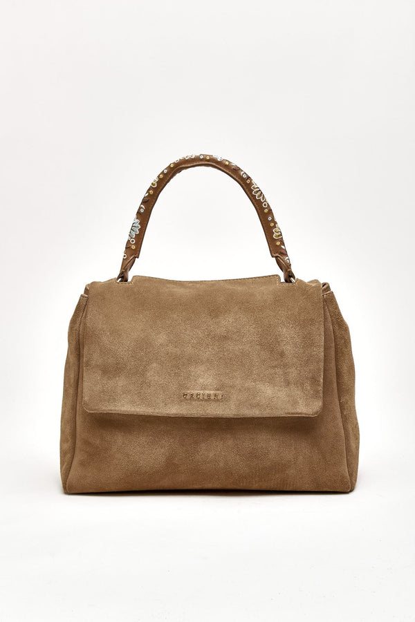 Borsa SVEVA PEACH FLOWERS MIDI in suede women Orciani