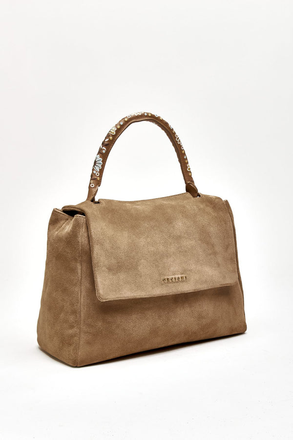 Borsa SVEVA PEACH FLOWERS MIDI in suede women Orciani