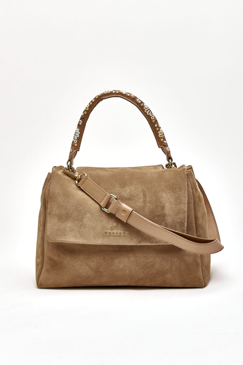 Borsa SVEVA PEACH FLOWERS MIDI in suede women Orciani - 4