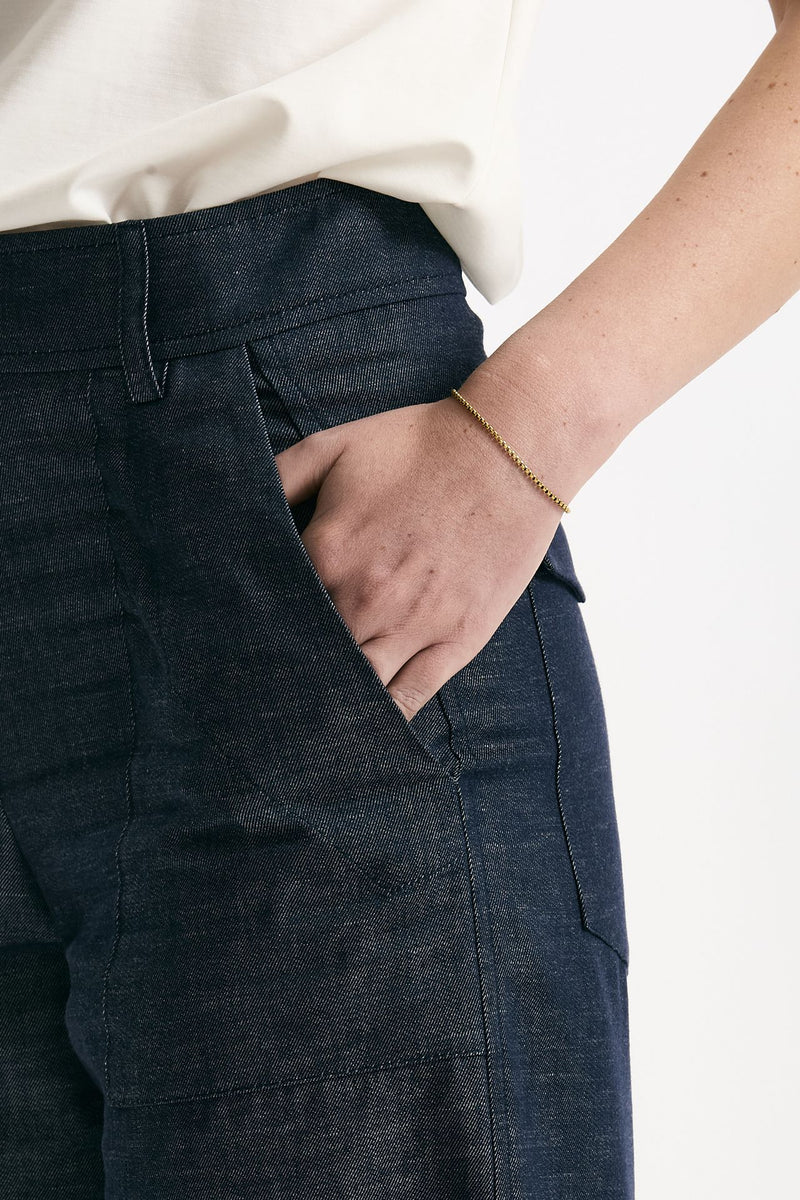 Pantalone effetto denim blu women ( p - s ) - 5