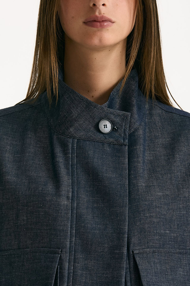 Giubbino in misto lino blu denim women ( p - s ) - 6