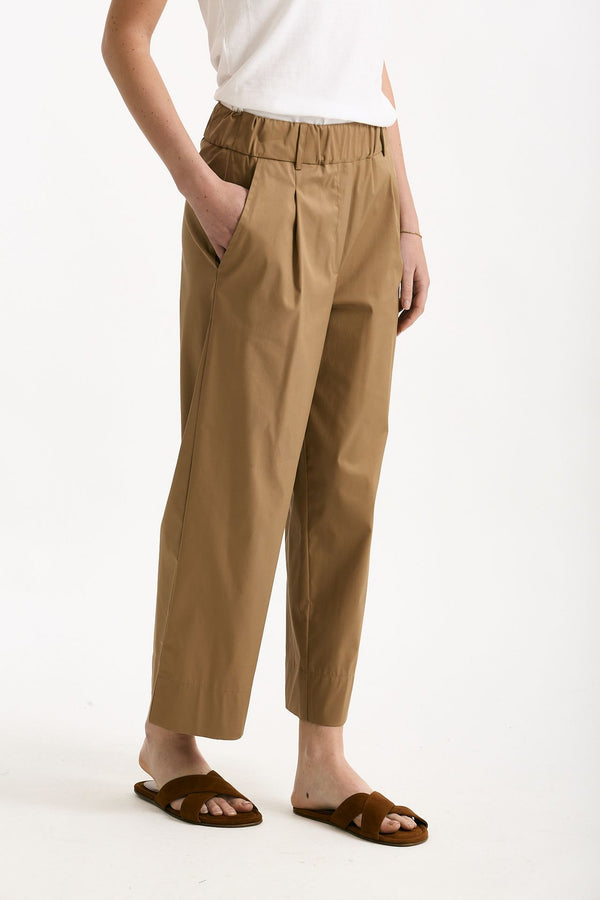 Pantalone in cotone cammello women ( p - s )