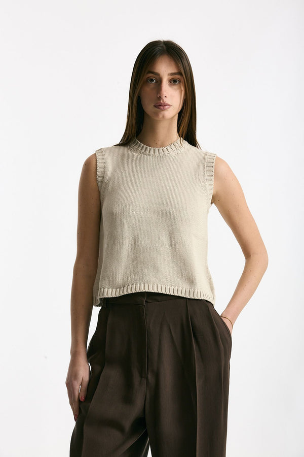Gilet in maglia beige women Scaglione
