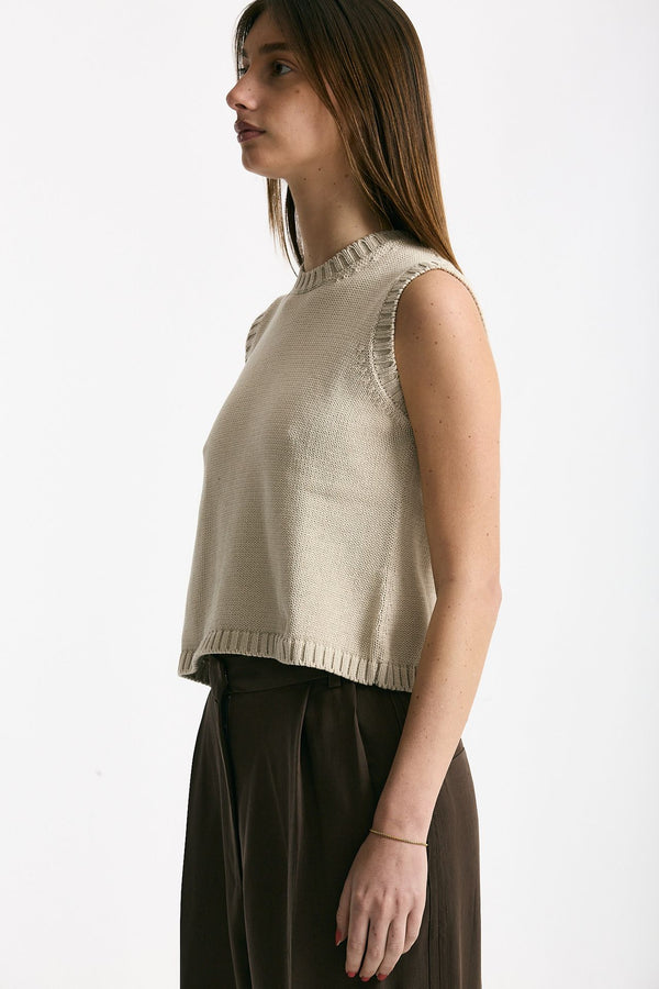 Gilet in maglia beige women Scaglione