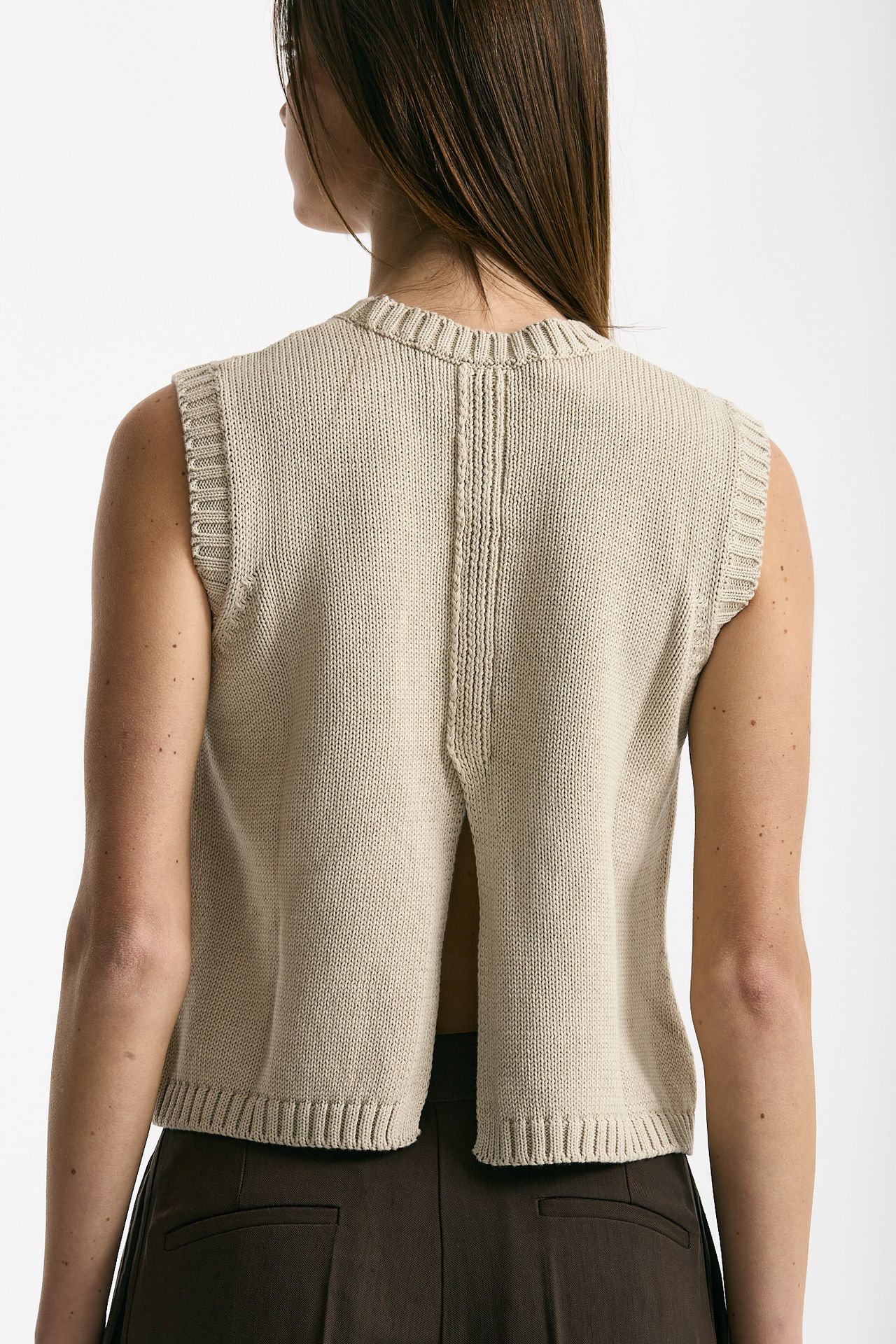 Gilet in maglia beige women Scaglione - 3