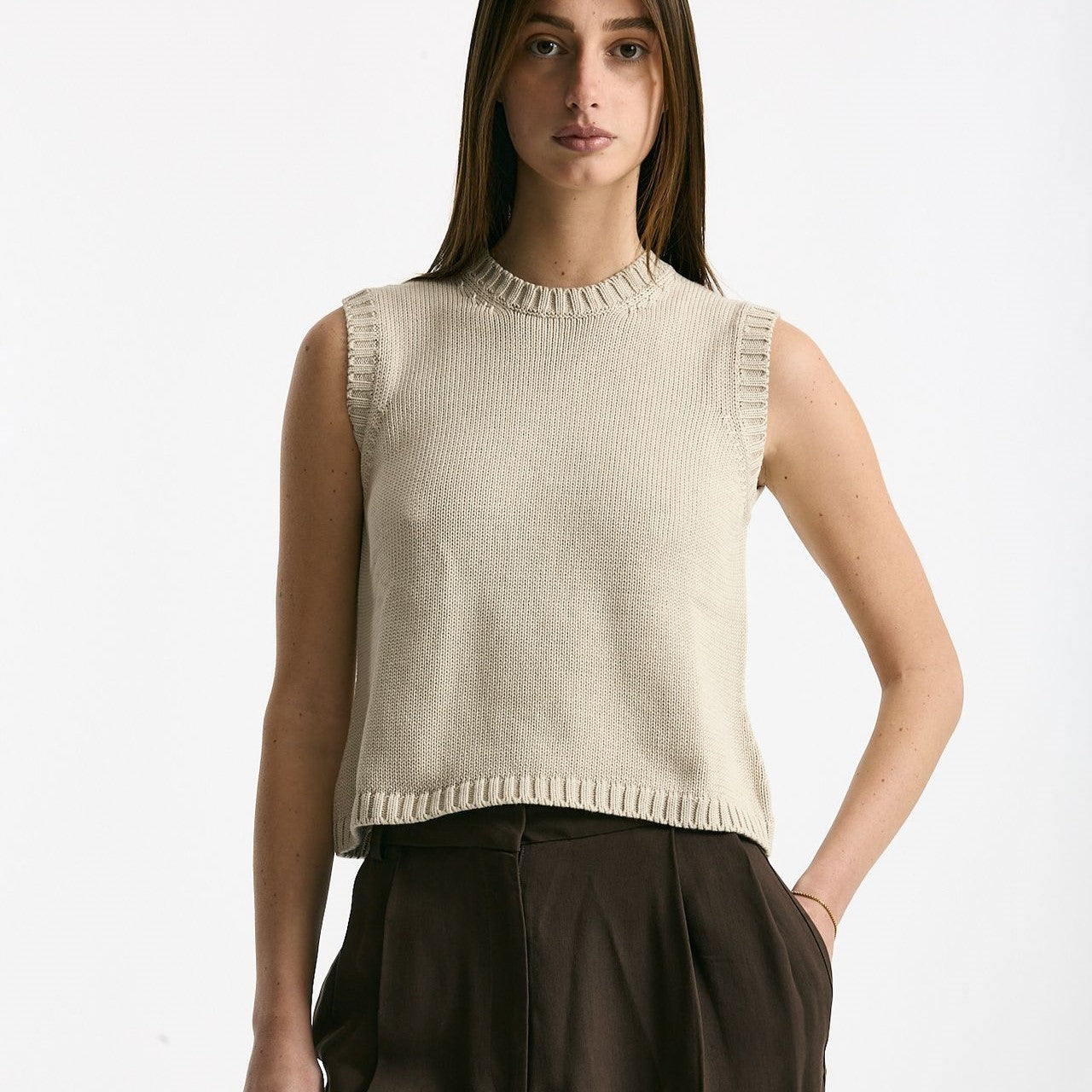 Gilet in maglia beige women Scaglione - 6