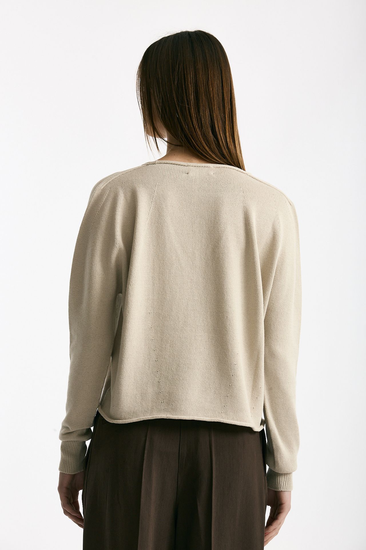 Maglia scollo V in cotone beige women Scaglione - 2