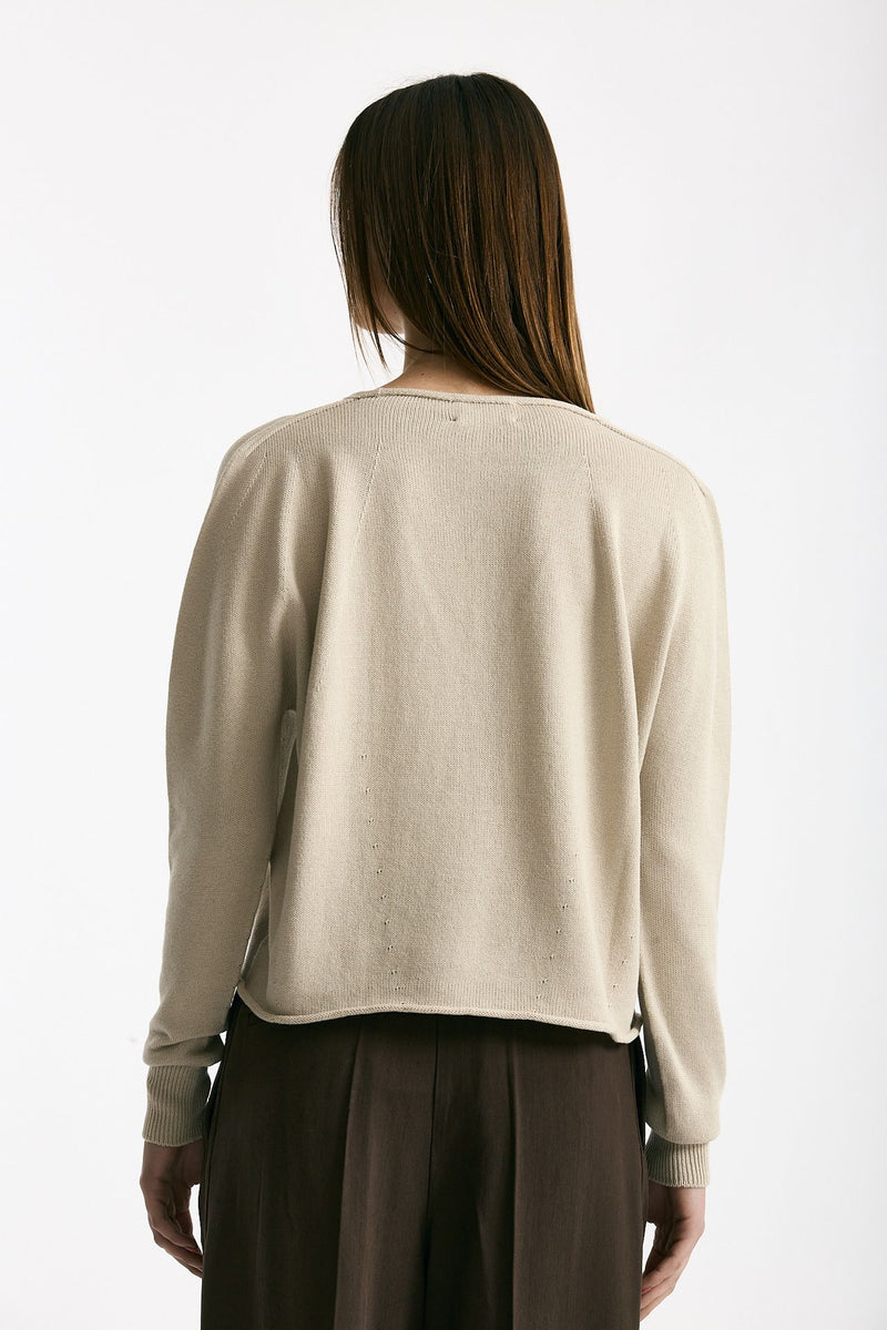 Maglia scollo V in cotone beige women Scaglione - 2