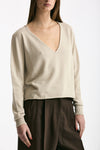 Maglia scollo V in cotone beige women Scaglione - 3