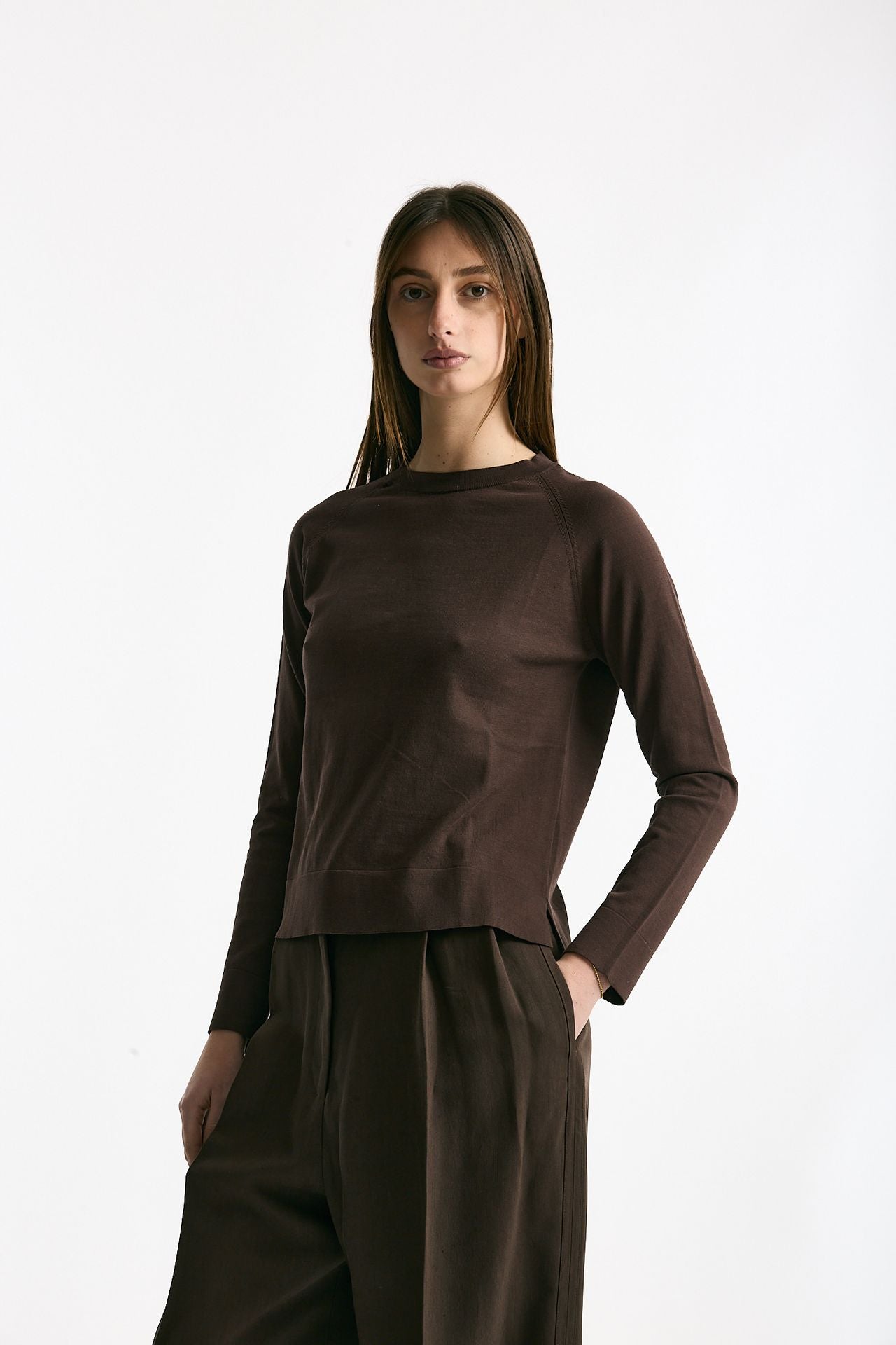 Maglia in cotone light marrone women Scaglione - 1