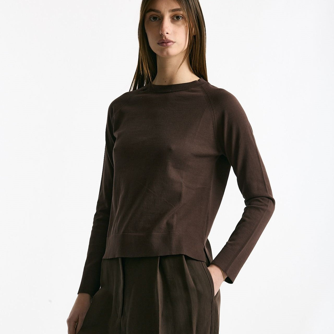 Maglia in cotone light marrone women Scaglione - 5