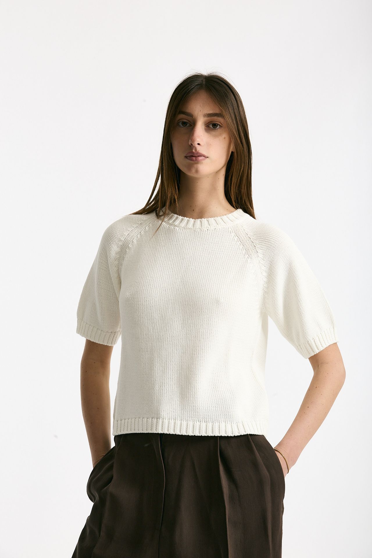 Maglia girocollo boxy bianco women Scaglione - 6