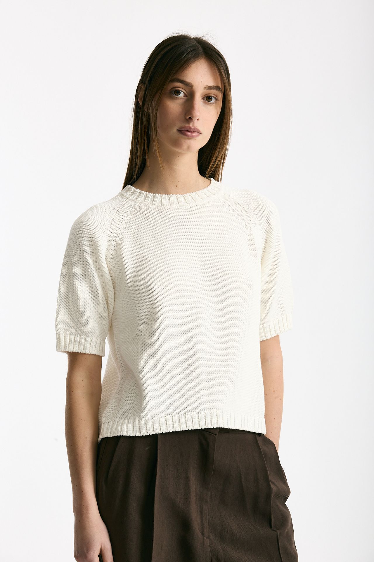 Maglia girocollo boxy bianco women Scaglione - 1
