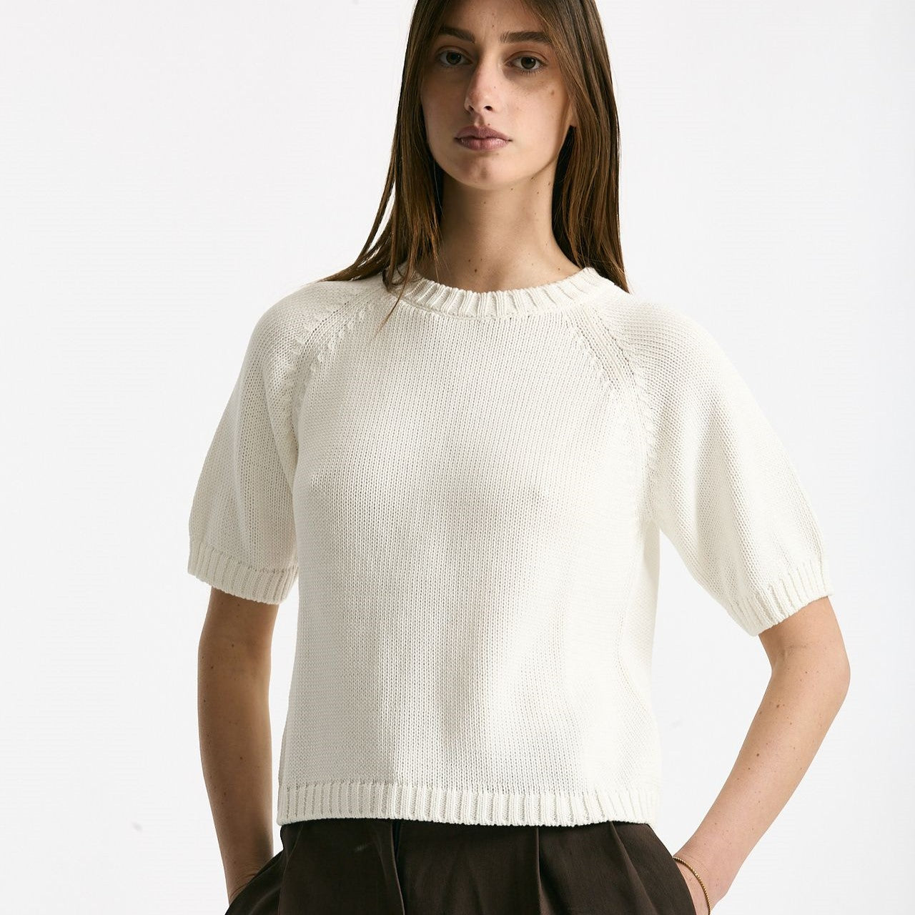 Maglia girocollo boxy bianco women Scaglione - 5