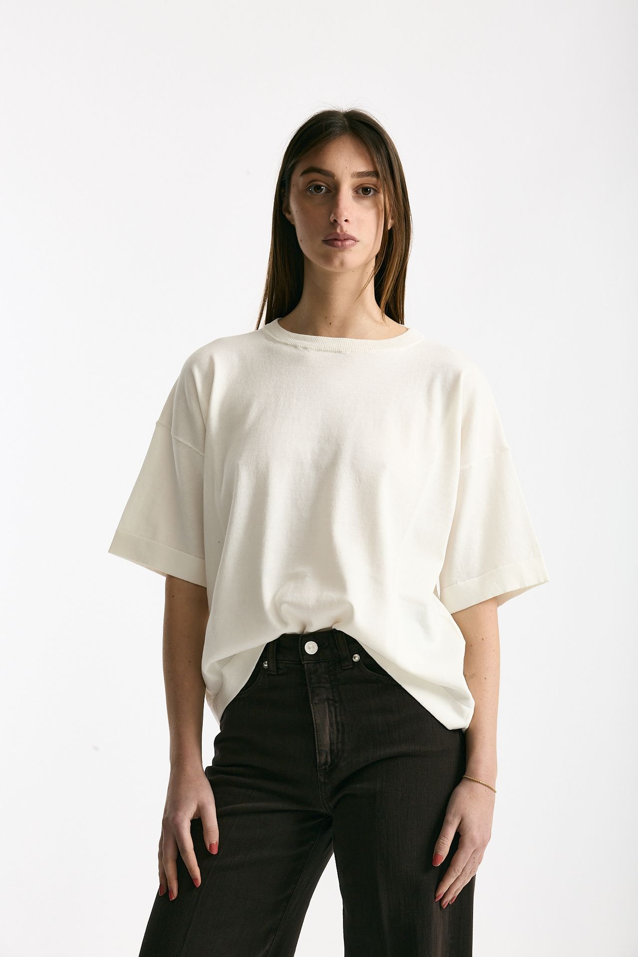 Maglia girocollo over bianco women Scaglione - 1