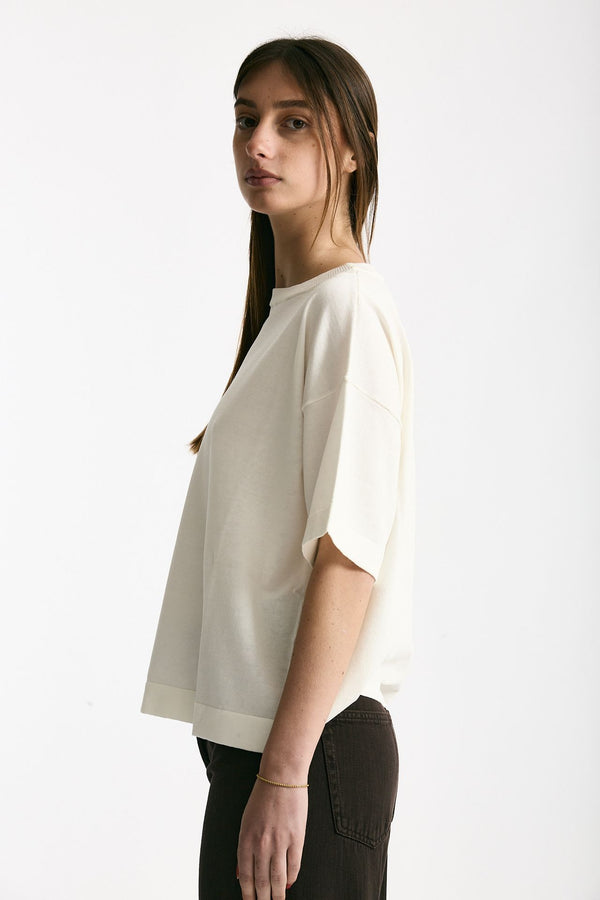 Maglia girocollo over bianco women Scaglione