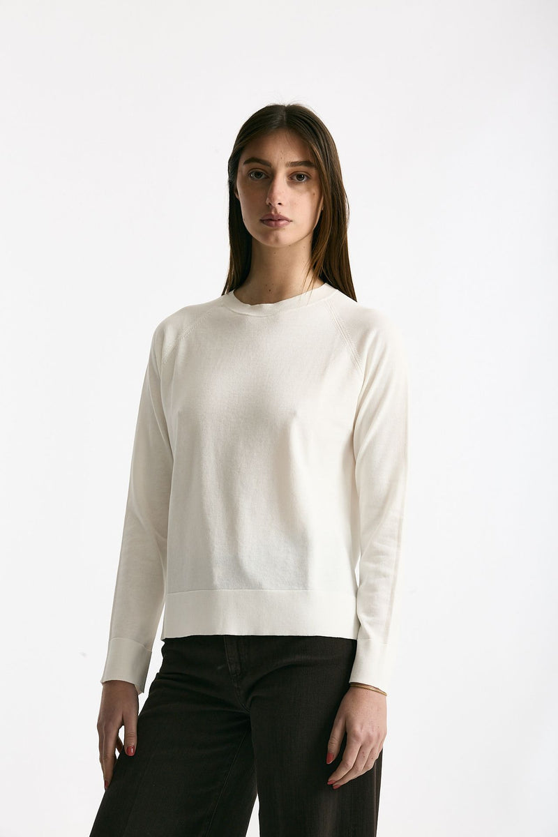 Maglia girocollo in cotone light bianco women Scaglione - 1