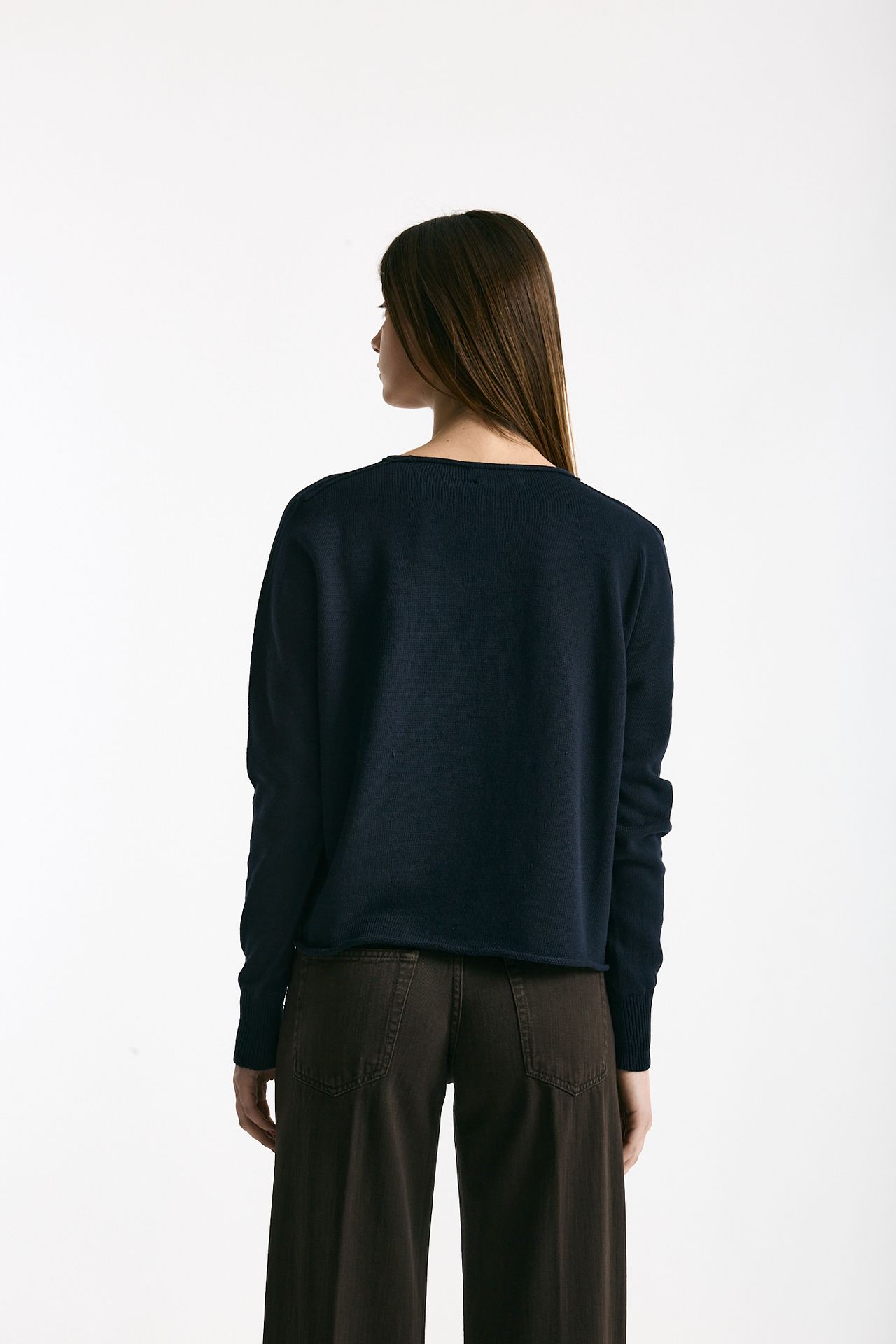 Maglia scollo a v in cotone blu women Scaglione - 3