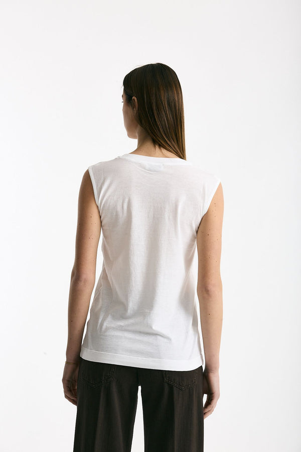Canotta girocollo in super light cotton bianco women Scaglione