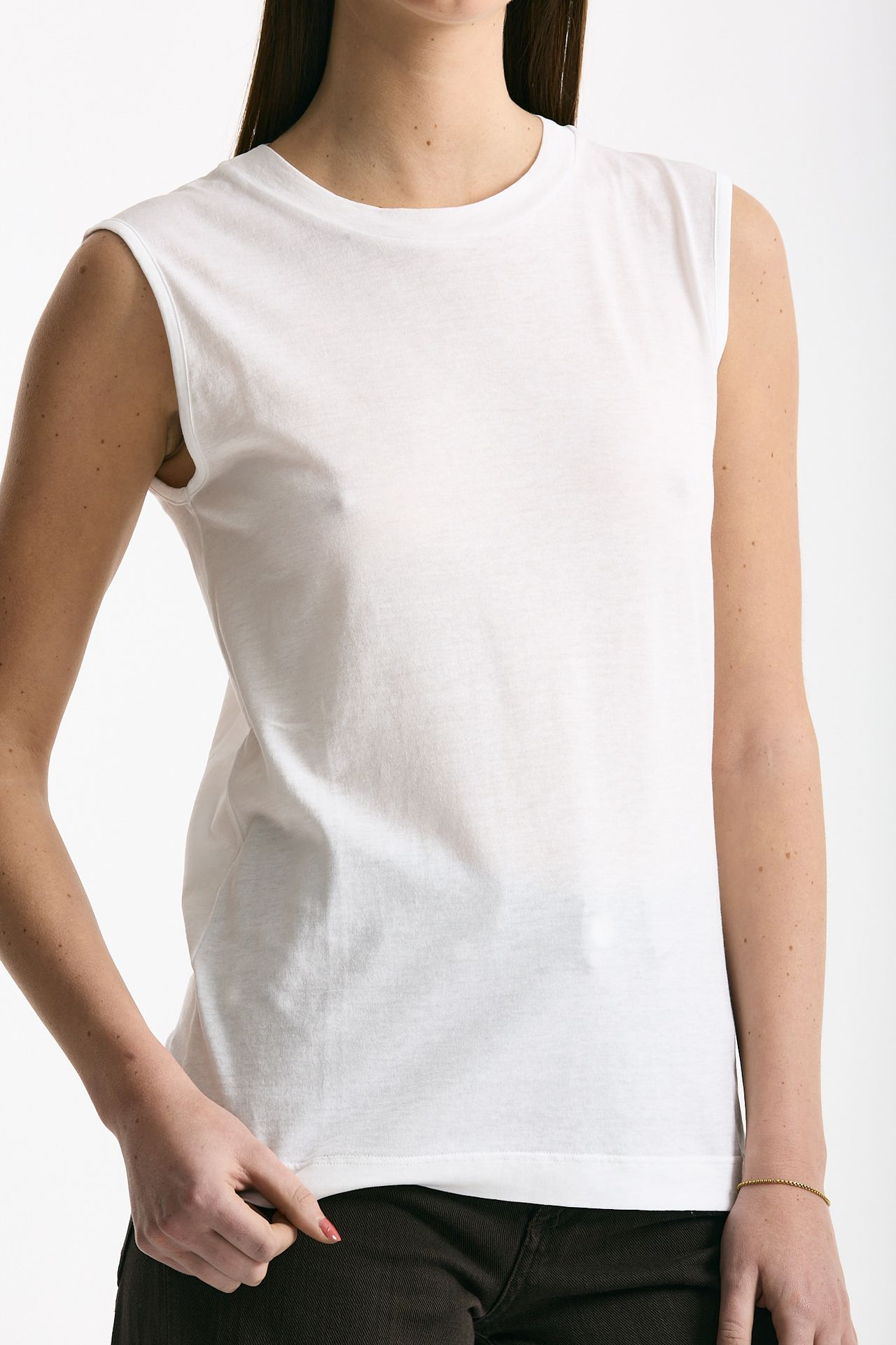 Canotta girocollo in super light cotton bianco women Scaglione - 3