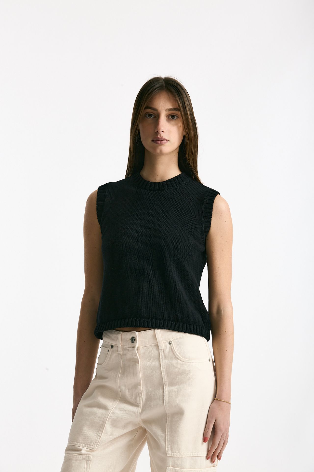 Gilet girocollo in maglia nero women Scaglione - 2