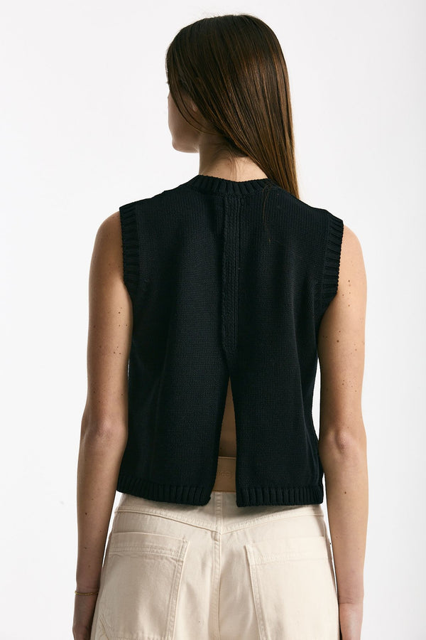 Gilet girocollo in maglia nero women Scaglione