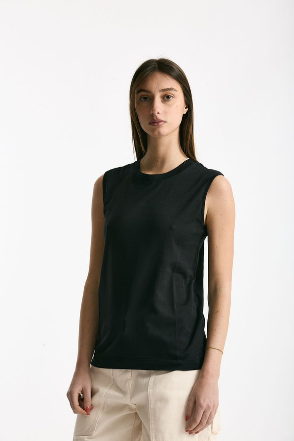 Canotta girocollo in super light cotton nero women Scaglione