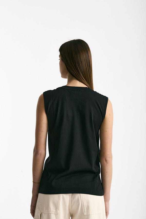 Canotta girocollo in super light cotton nero women Scaglione