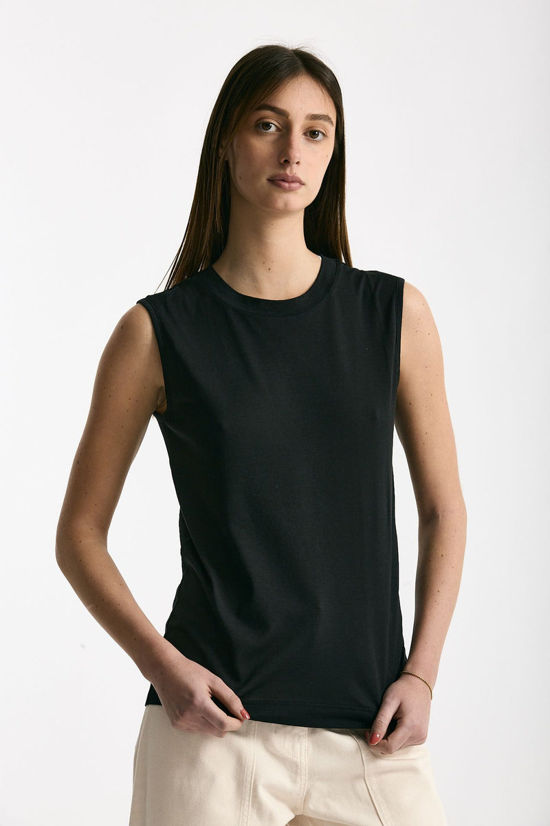 Canotta girocollo in super light cotton nero women Scaglione - 3