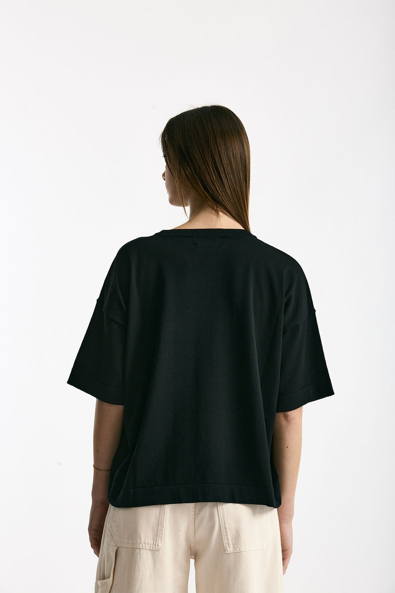 Maglia girocollo over nero women Scaglione - 3