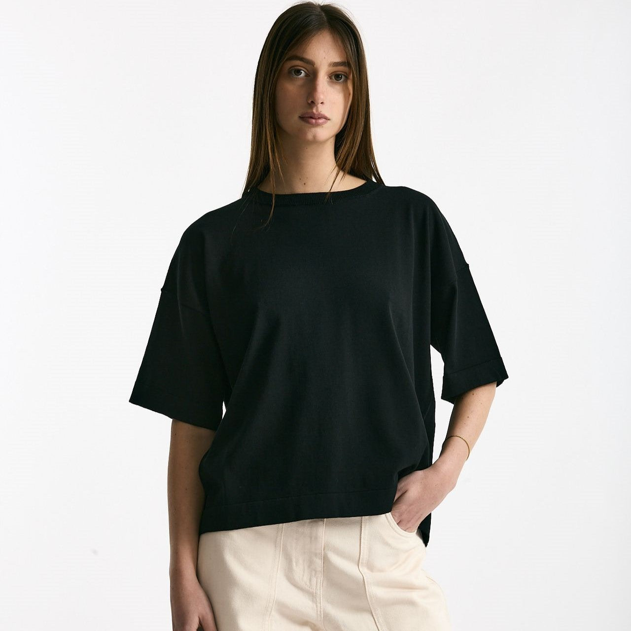 Maglia girocollo over nero women Scaglione - 6