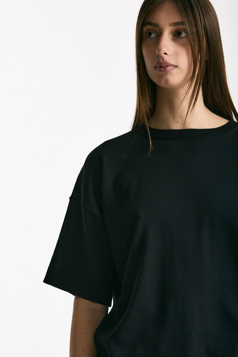 Maglia girocollo over nero women Scaglione - 5