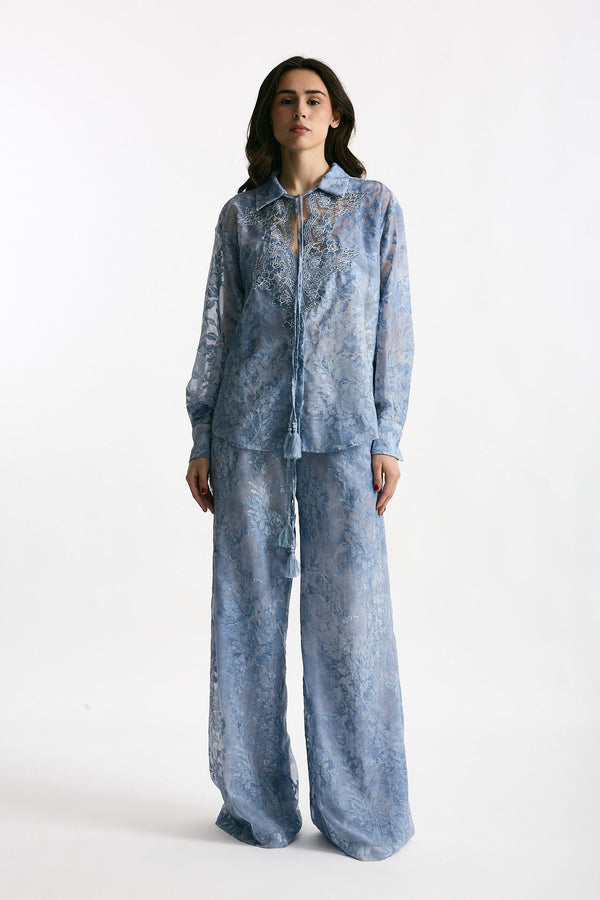 Pantalone in pizzo azzurro women Ermanno firenze