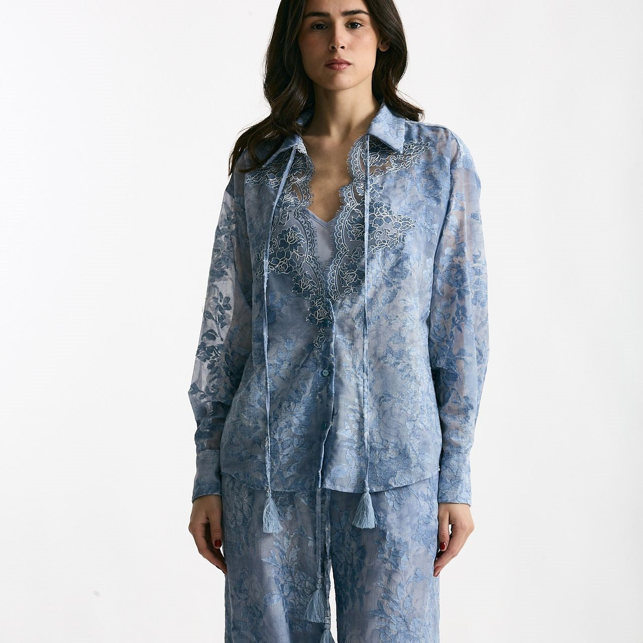 Camicia in pizzo azzurro women Ermanno firenze - 7