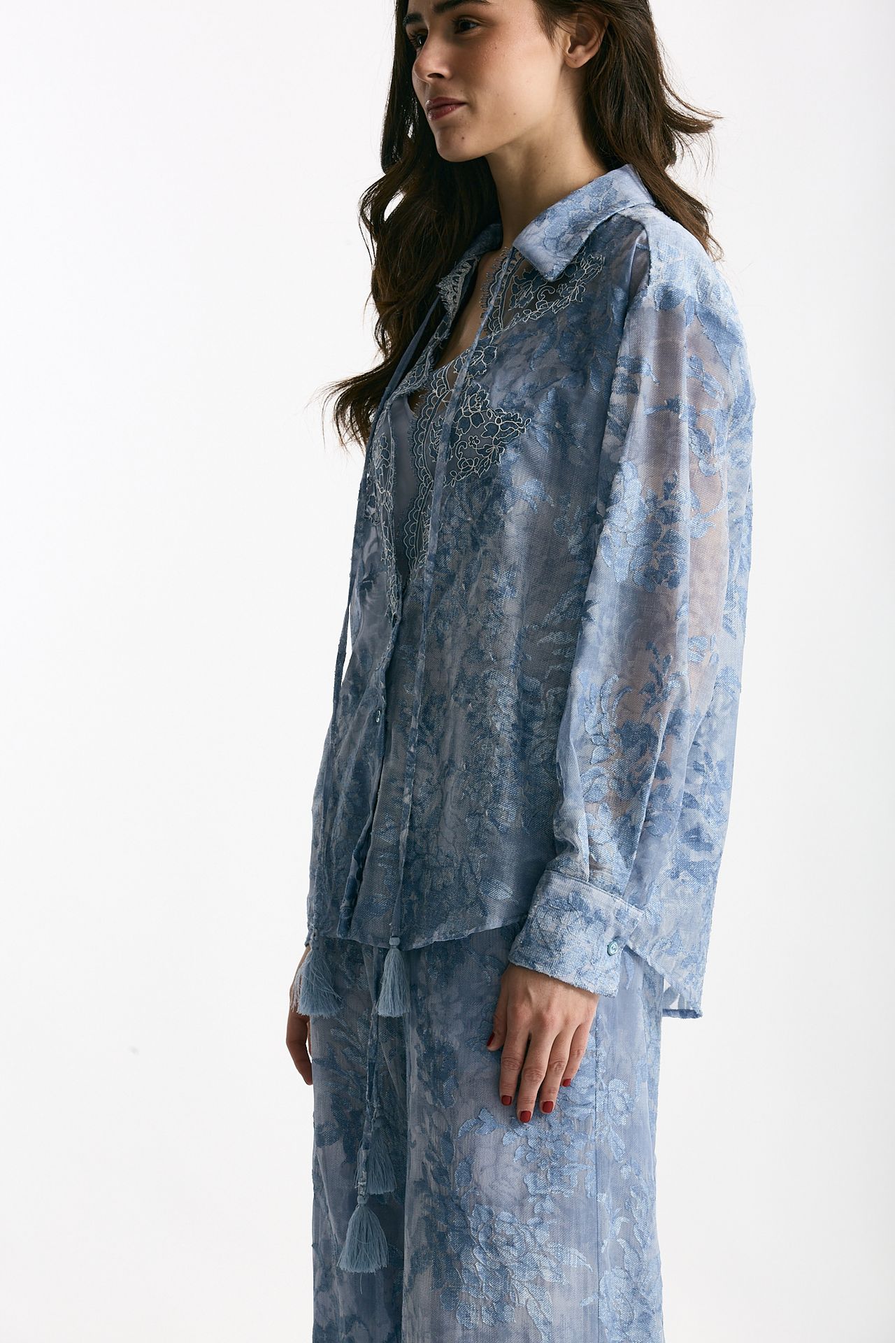 Camicia in pizzo azzurro women Ermanno firenze - 4