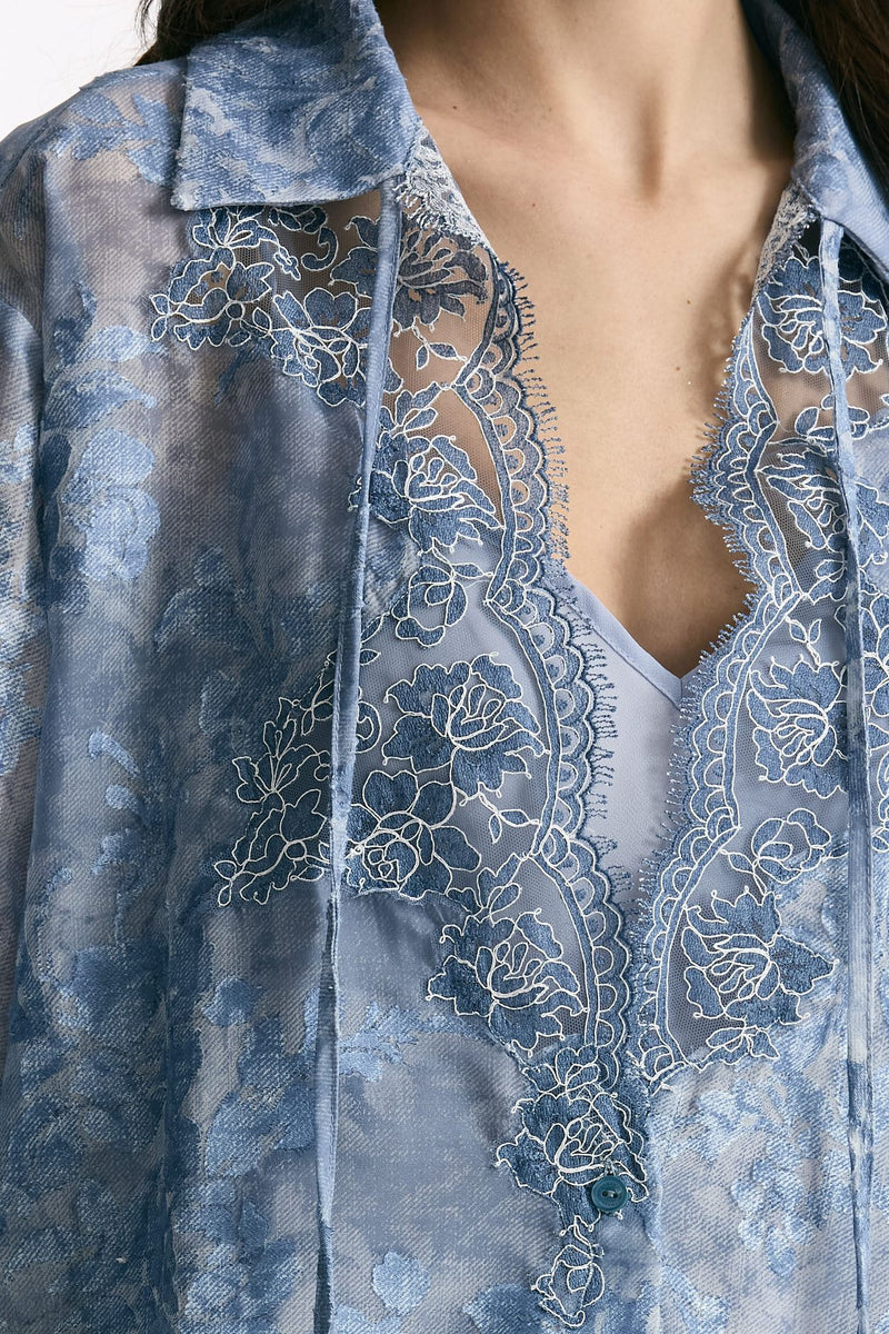 Camicia in pizzo azzurro women Ermanno firenze - 5