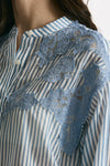 Camicia con applicazioni in pizzo rigata women Ermanno firenze - 5