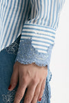 Camicia con applicazioni in pizzo rigata women Ermanno firenze - 6