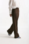 Pantalone in lino e viscosa marrone women Ermanno firenze - 3