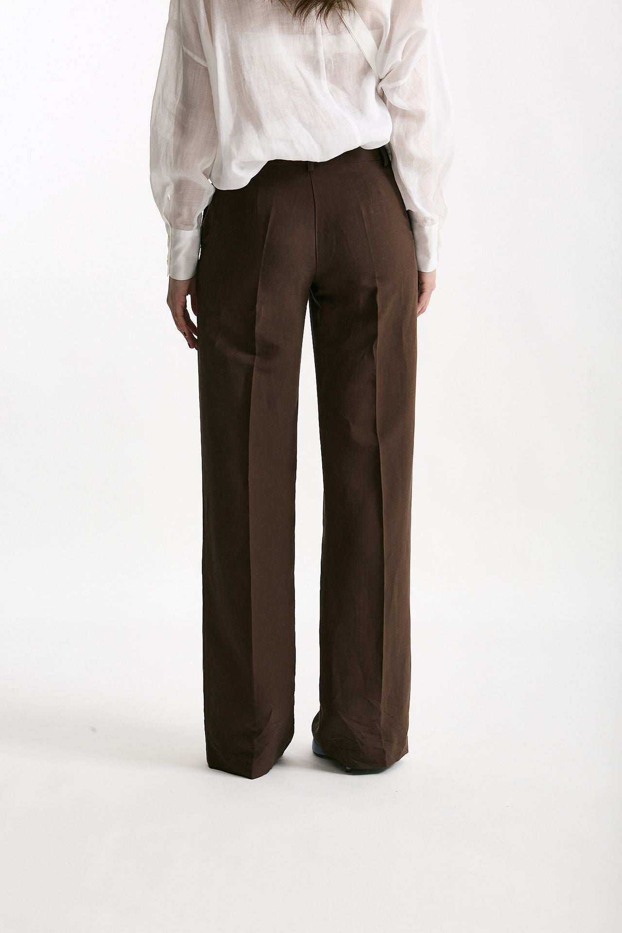 Pantalone in lino e viscosa marrone women Ermanno firenze - 4