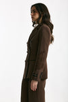 Giacca slim in lino e viscosa marrone women Ermanno firenze - 3