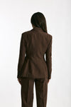 Giacca slim in lino e viscosa marrone women Ermanno firenze - 4