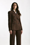 Giacca slim in lino e viscosa marrone women Ermanno firenze - 5