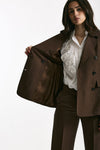 Giacca slim in lino e viscosa marrone women Ermanno firenze - 9