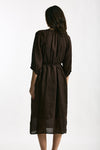 Abito midi in lino e viscosa marrone women Ermanno firenze - 3