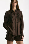 Camicia in lino e viscosa marrone women Ermanno firenze - 4