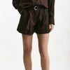 Shorts in lino e viscosa marrone women Ermanno firenze - 7