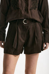 Shorts in lino e viscosa marrone women Ermanno firenze - 6
